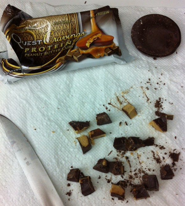 cut 1 Quest PB cup into small pieces